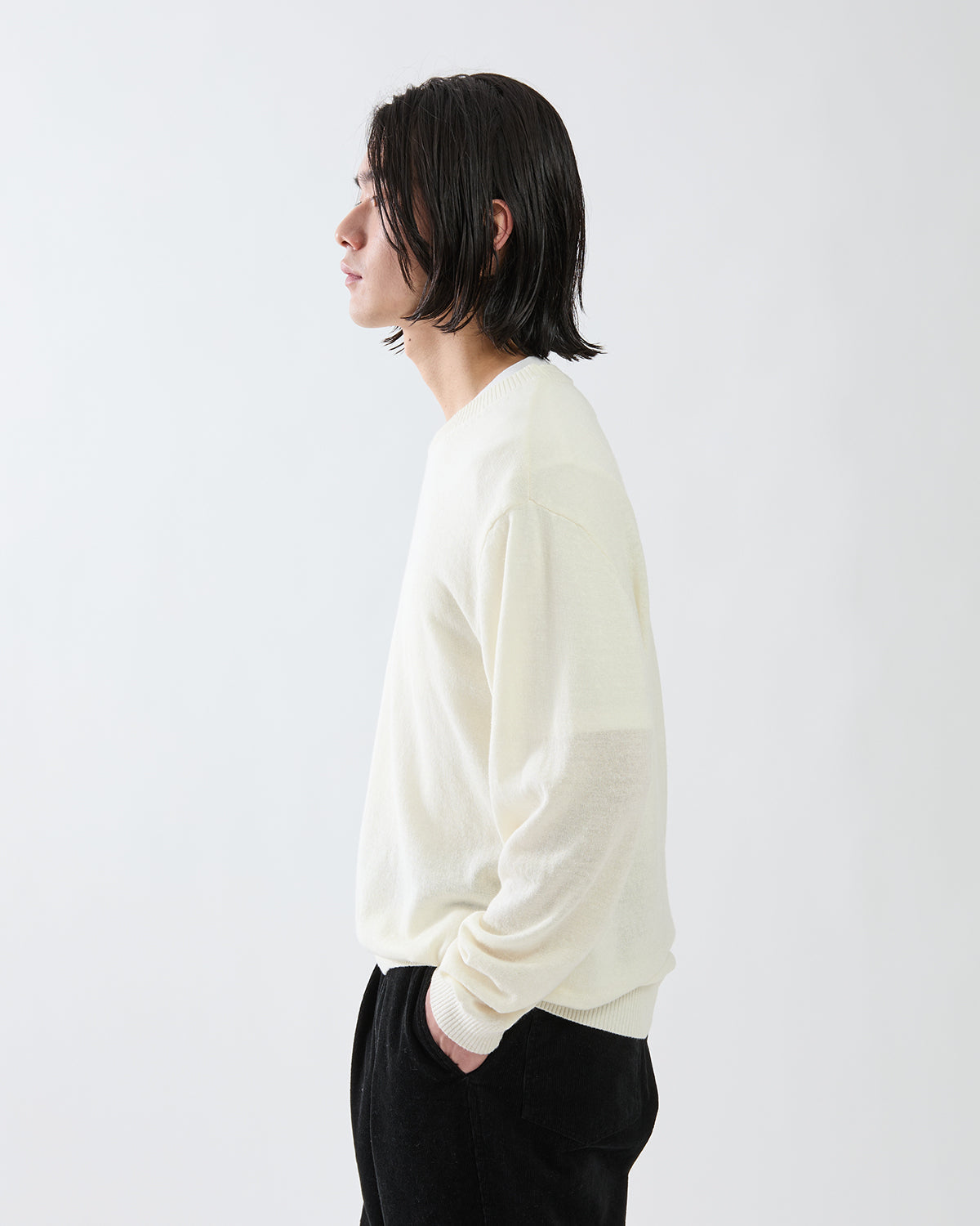 OFFICER CREW SWEATER WOOL LINEN YARN