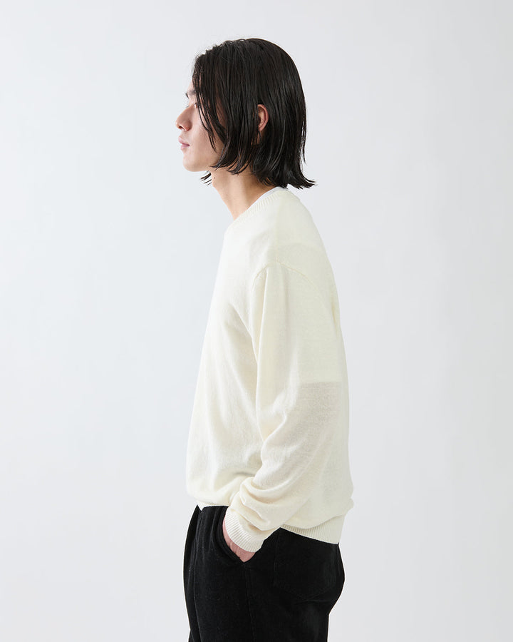 OFFICER CREW SWEATER WOOL LINEN YARN