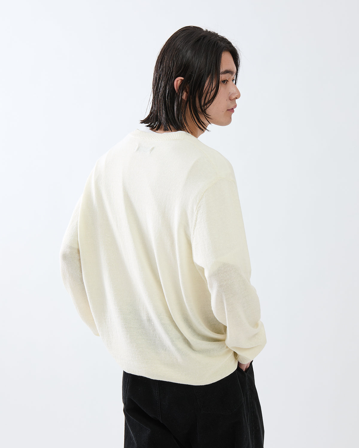 OFFICER CREW SWEATER WOOL LINEN YARN