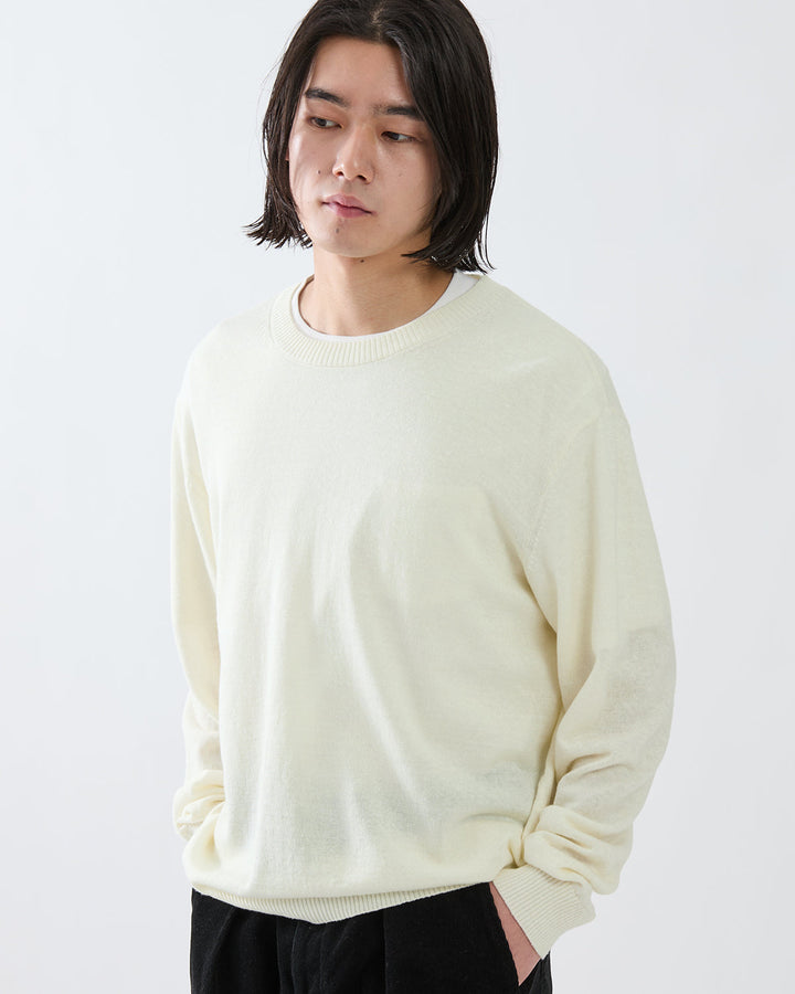 OFFICER CREW SWEATER WOOL LINEN YARN