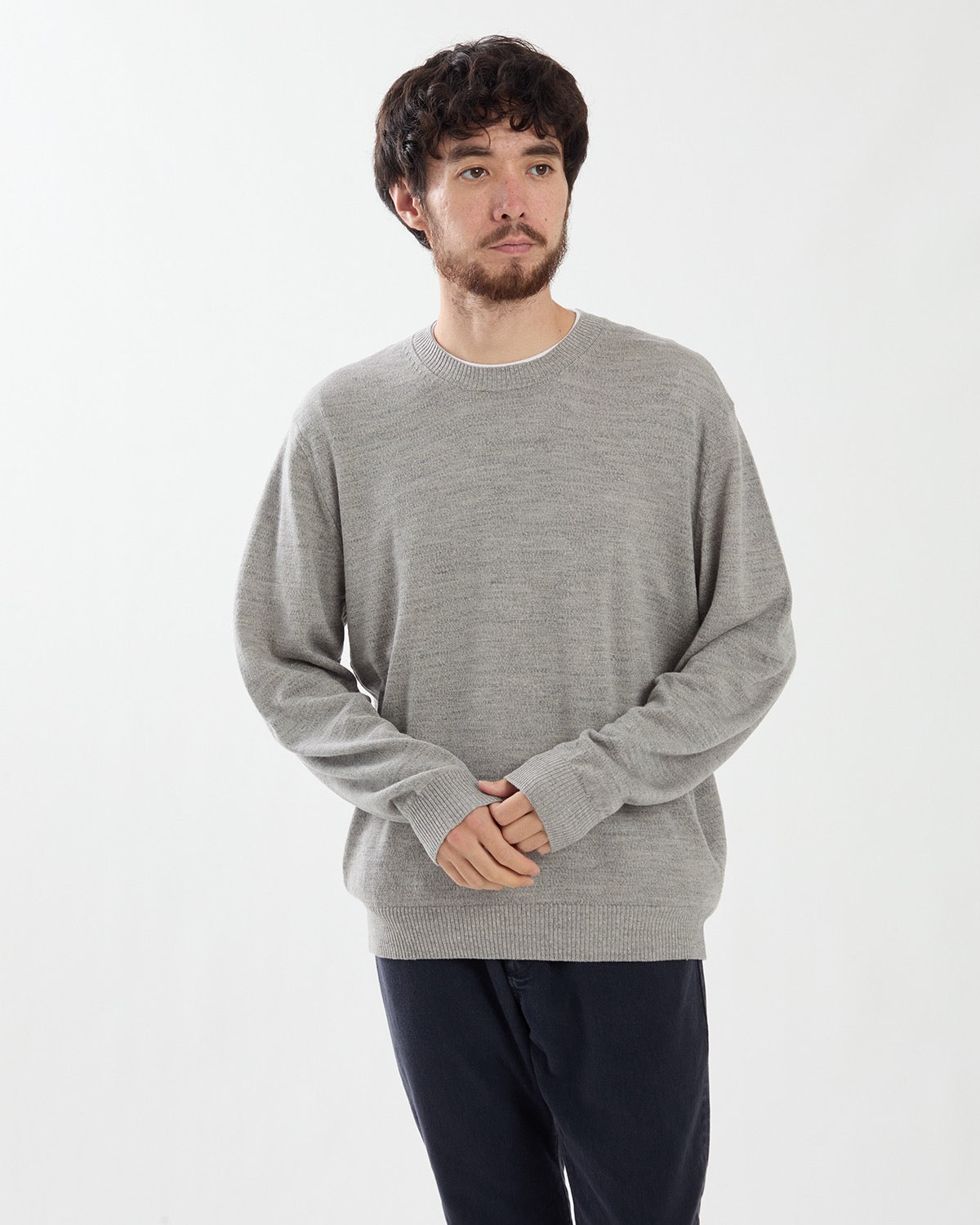OFFICER CREW SWEATER WOOL LINEN YARN