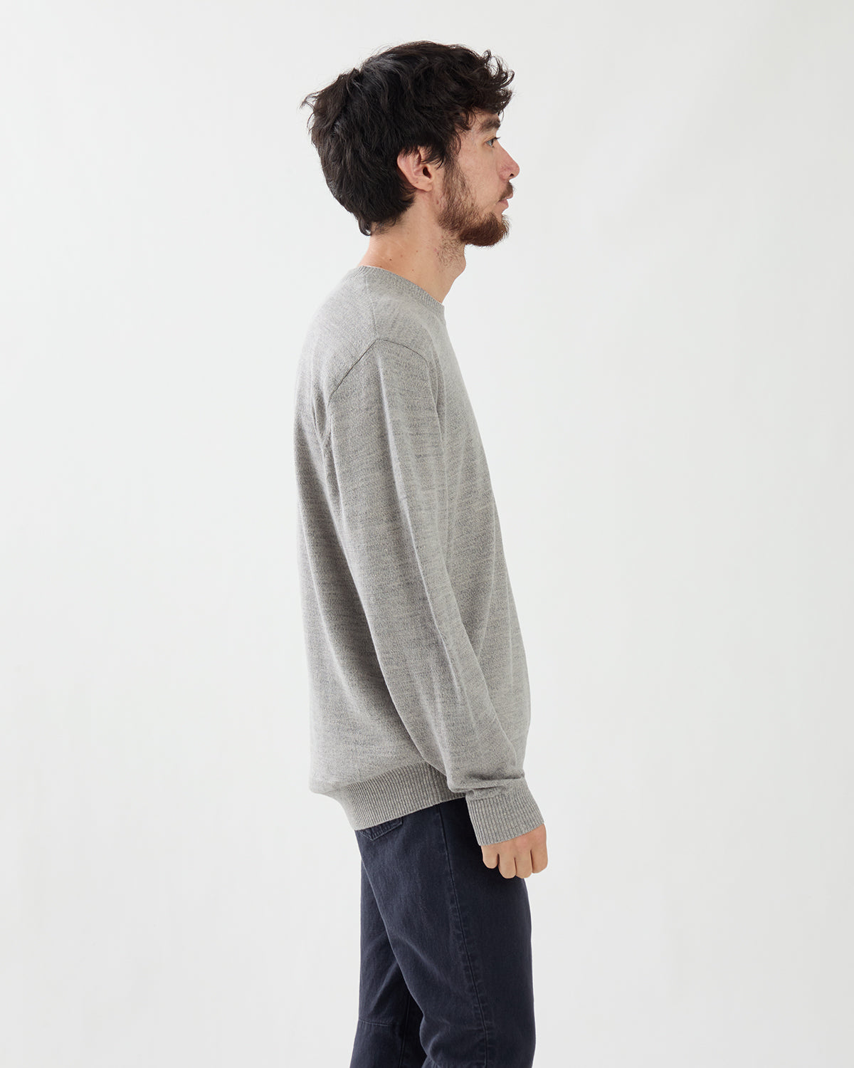 OFFICER CREW SWEATER WOOL LINEN YARN