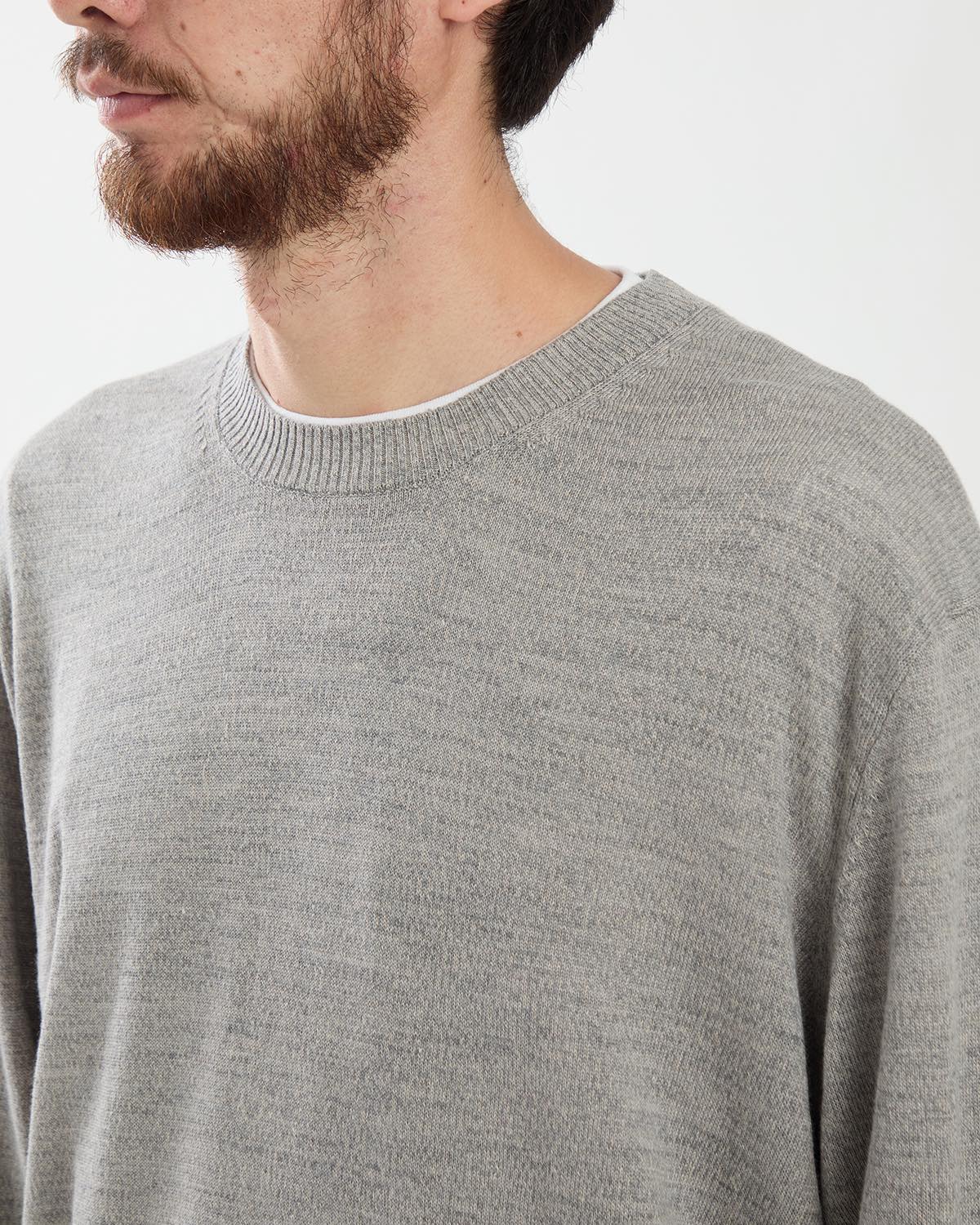 OFFICER CREW SWEATER WOOL LINEN YARN