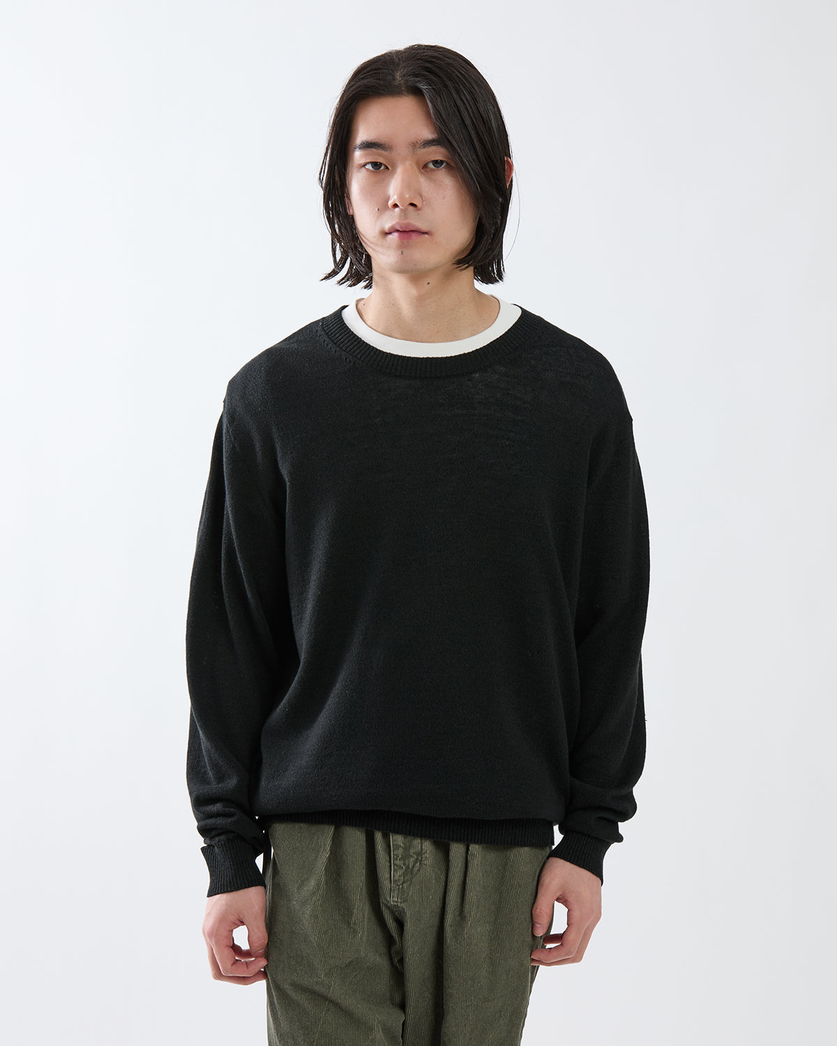 OFFICER CREW SWEATER WOOL LINEN YARN