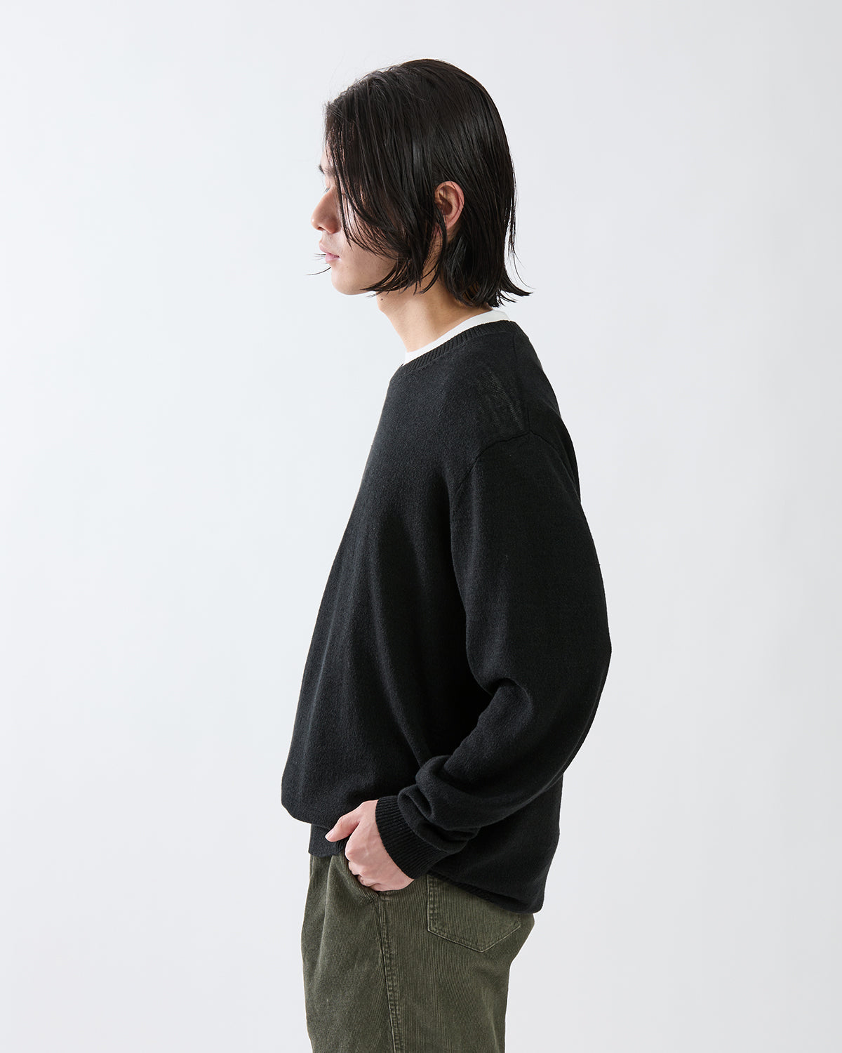 OFFICER CREW SWEATER WOOL LINEN YARN