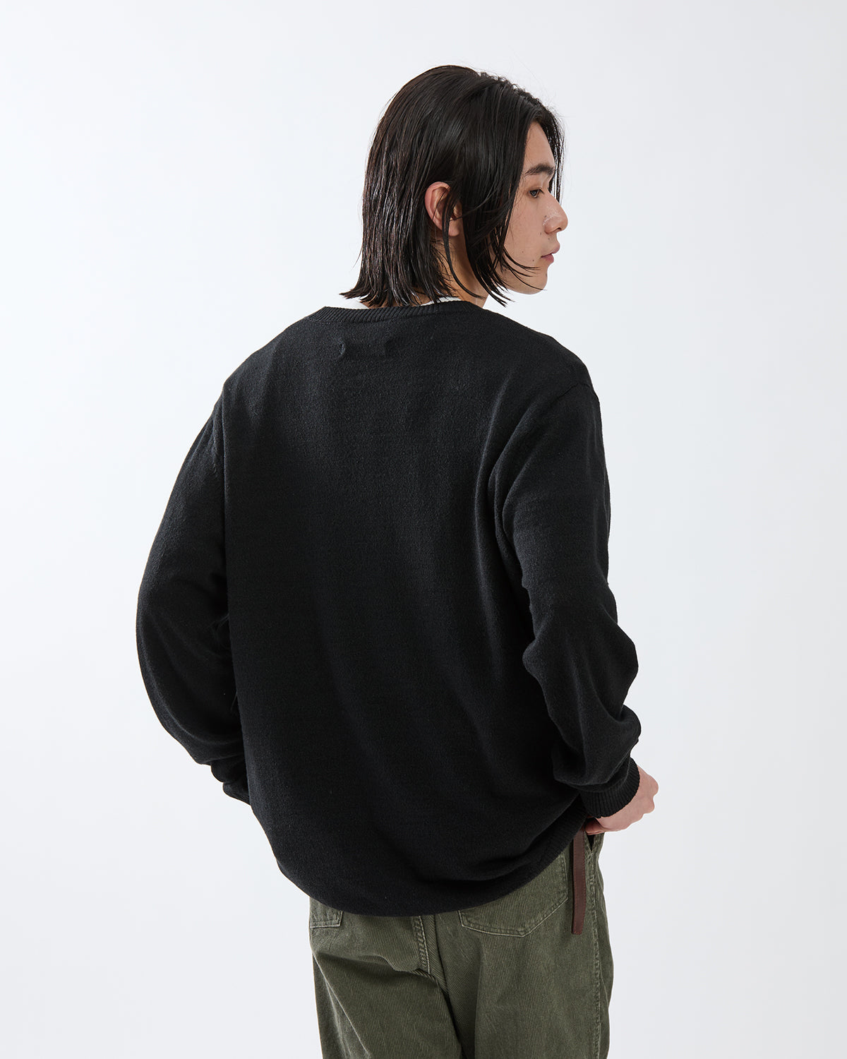OFFICER CREW SWEATER WOOL LINEN YARN