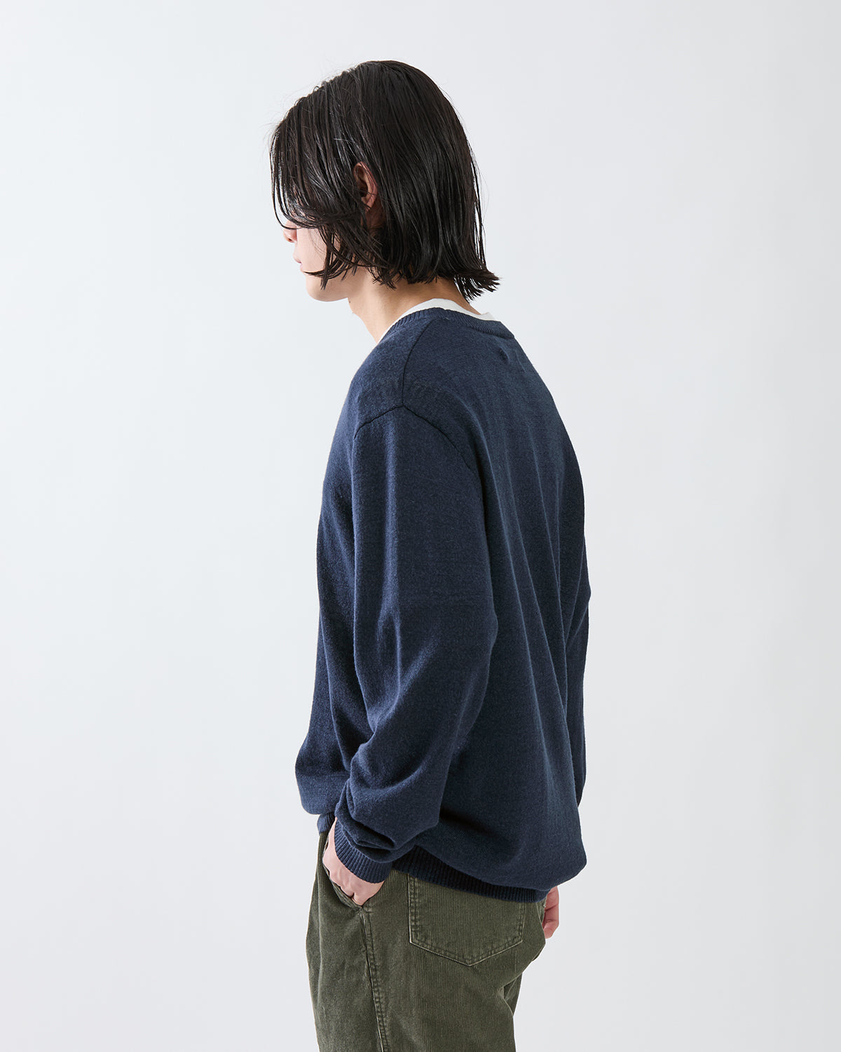 OFFICER CREW SWEATER WOOL LINEN YARN