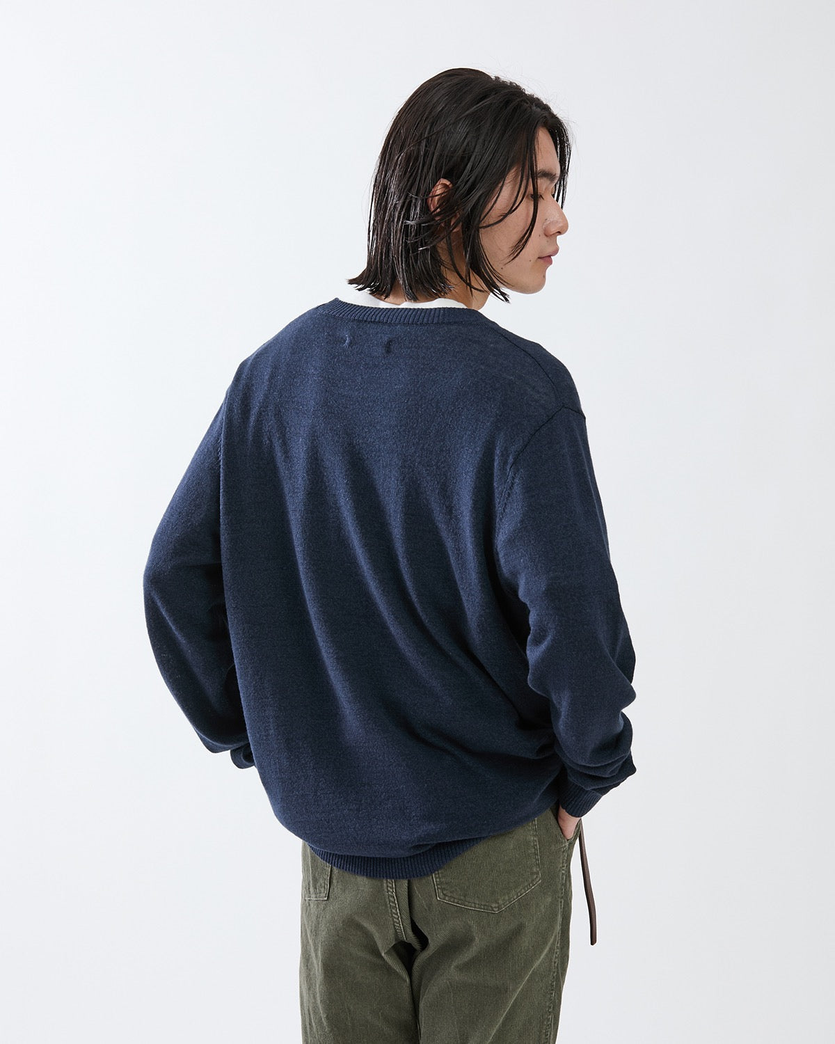 OFFICER CREW SWEATER WOOL LINEN YARN
