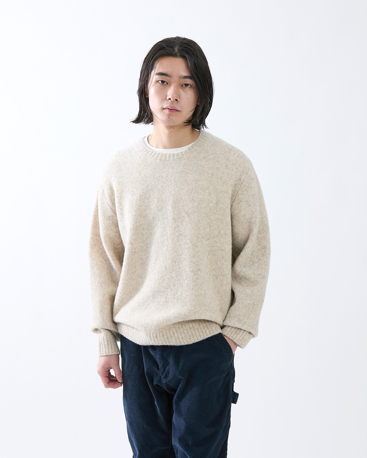 HIKER CREW SWEATER WOOL BOUCLE KNIT