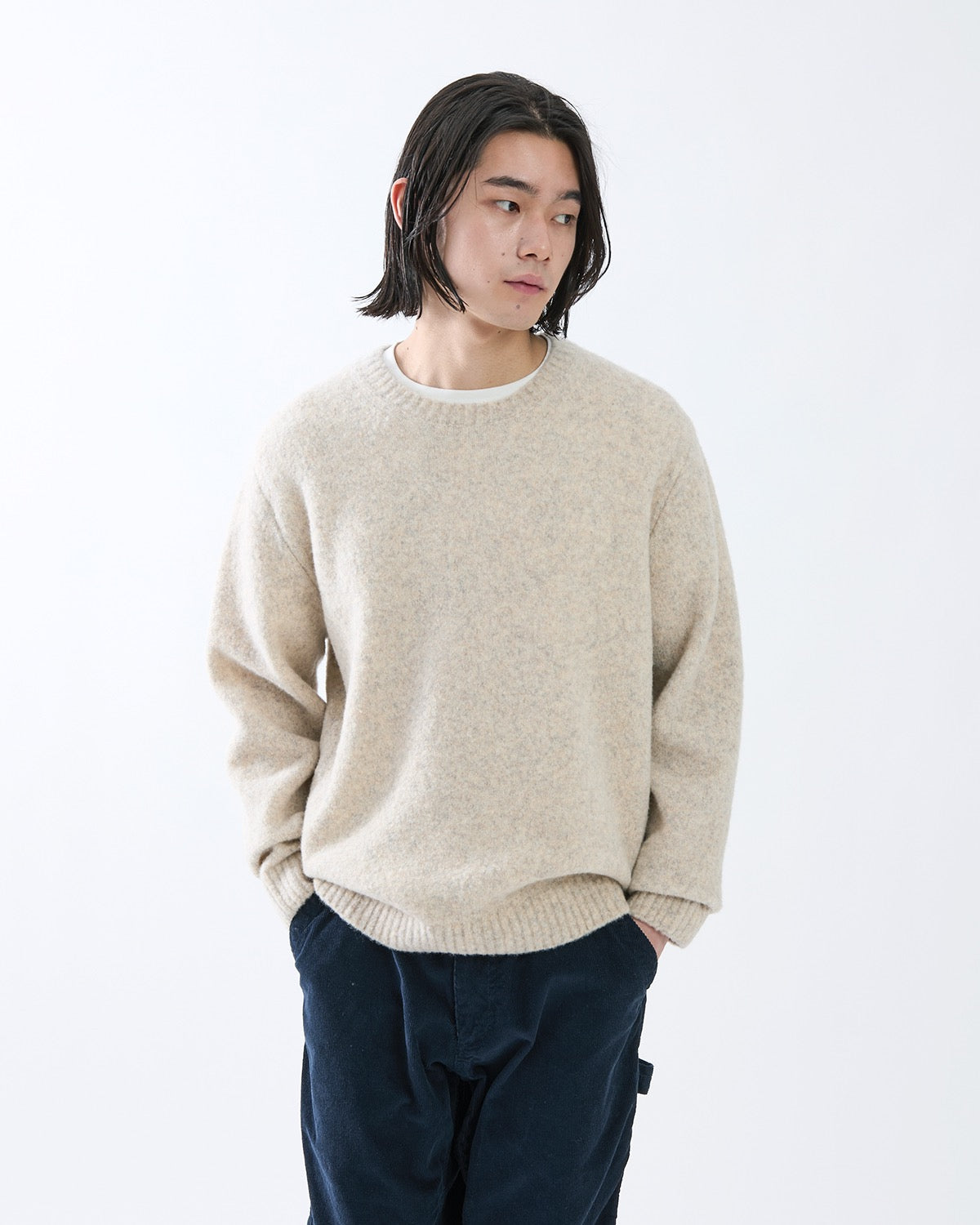 HIKER CREW SWEATER WOOL BOUCLE KNIT