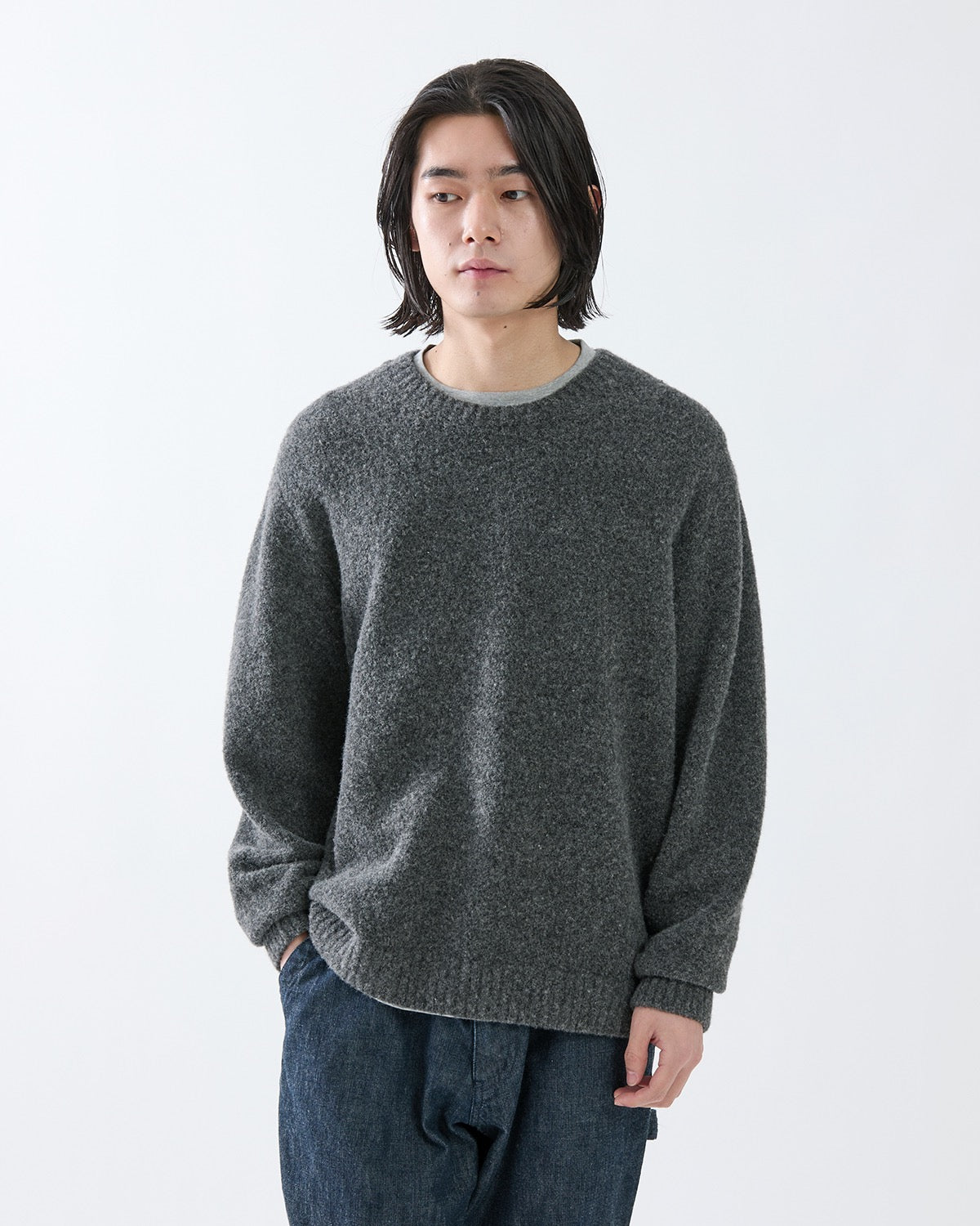 HIKER CREW SWEATER WOOL BOUCLE KNIT