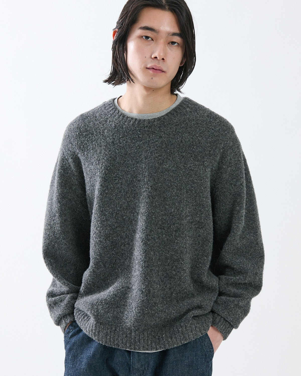 HIKER CREW SWEATER WOOL BOUCLE KNIT