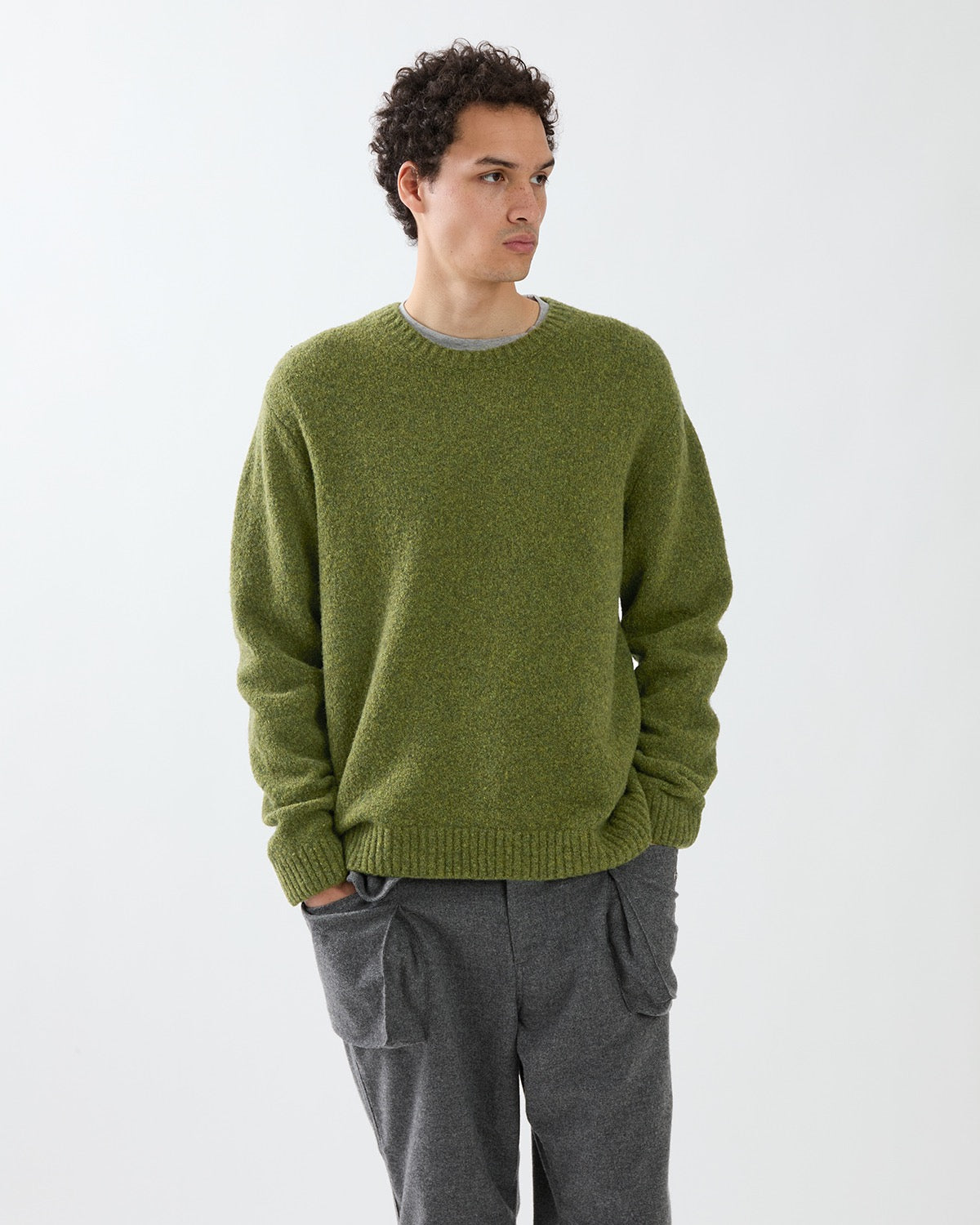 HIKER CREW SWEATER WOOL BOUCLE KNIT