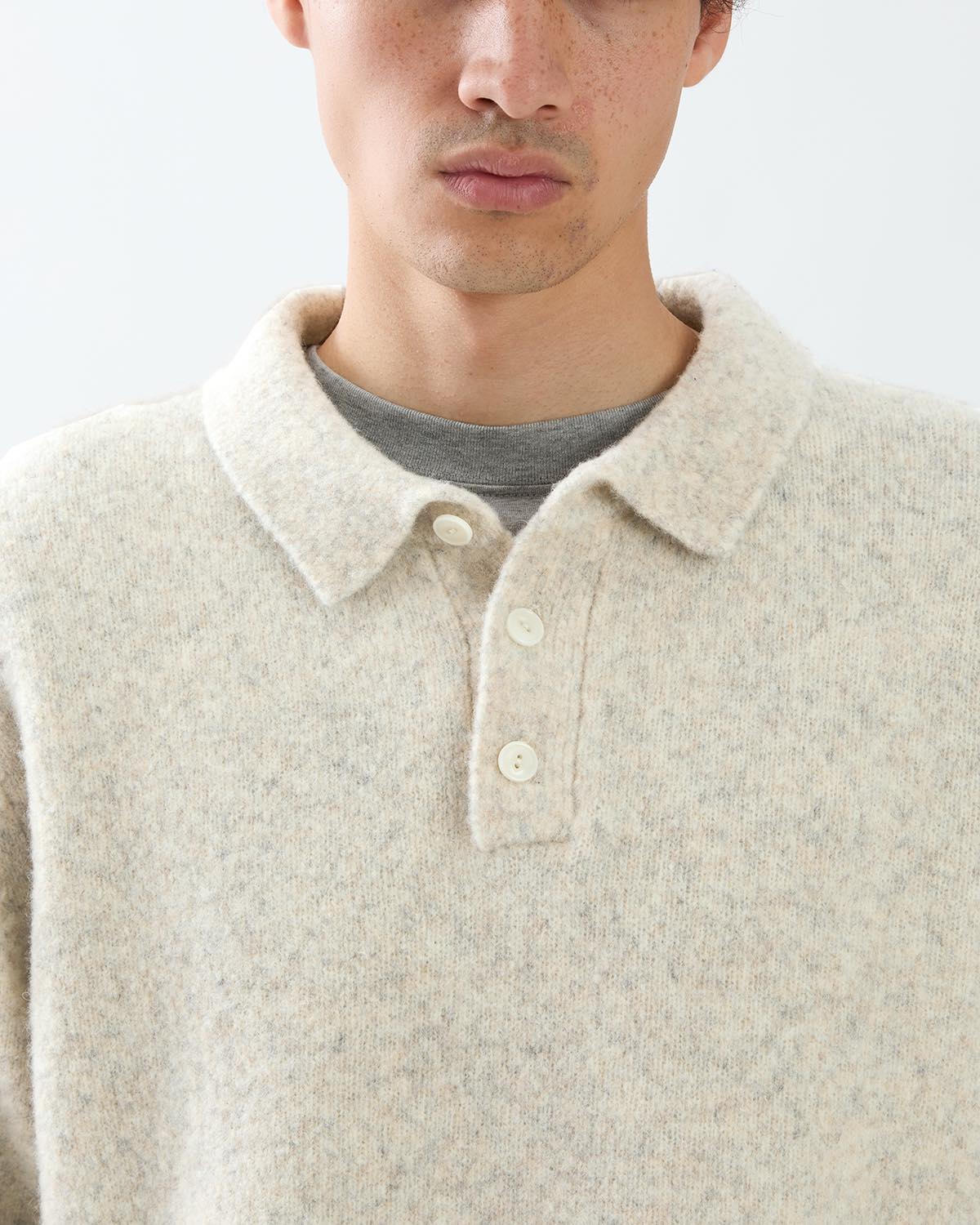 HIKER POLO SWEATER WOOL BOUCLE KNIT