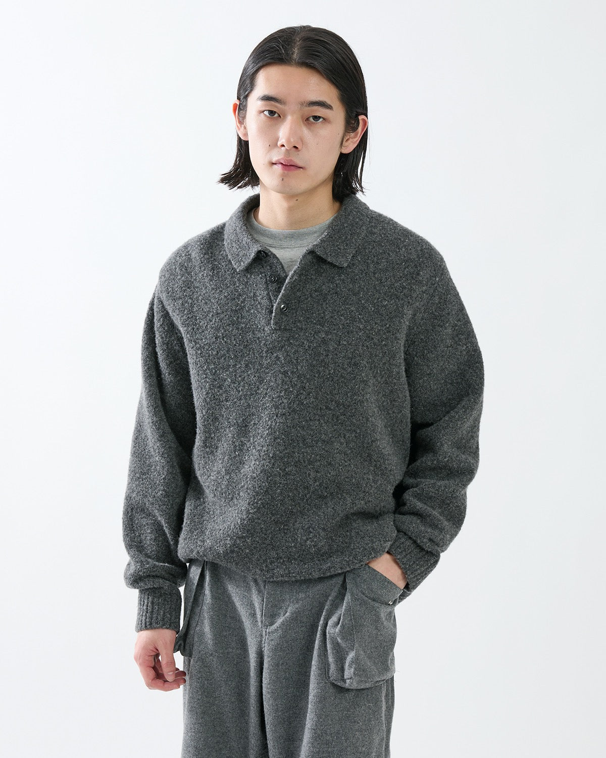 HIKER POLO SWEATER WOOL BOUCLE KNIT