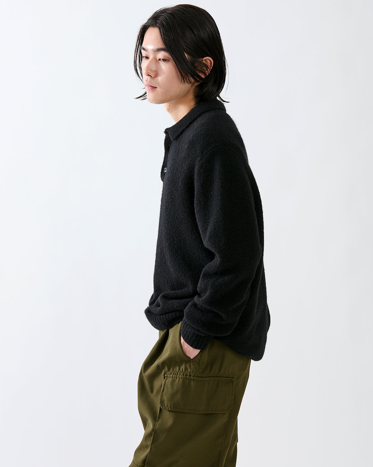 HIKER POLO SWEATER WOOL BOUCLE KNIT