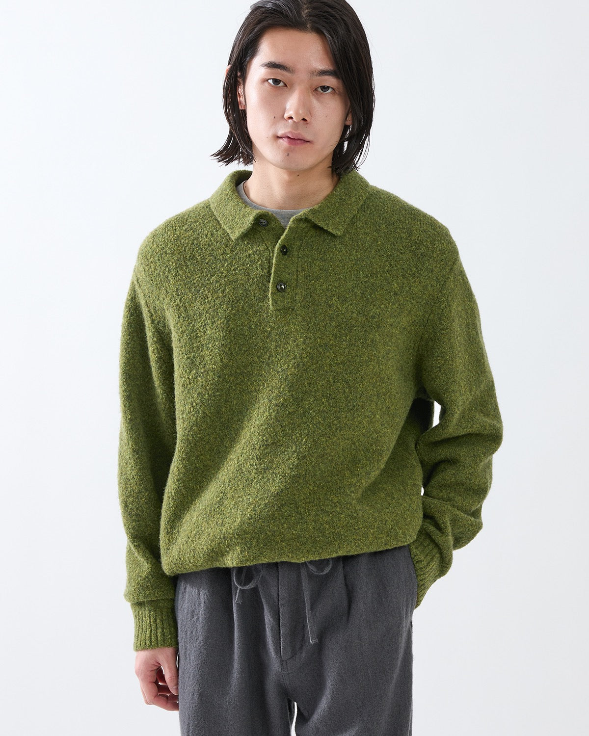 HIKER POLO SWEATER WOOL BOUCLE KNIT