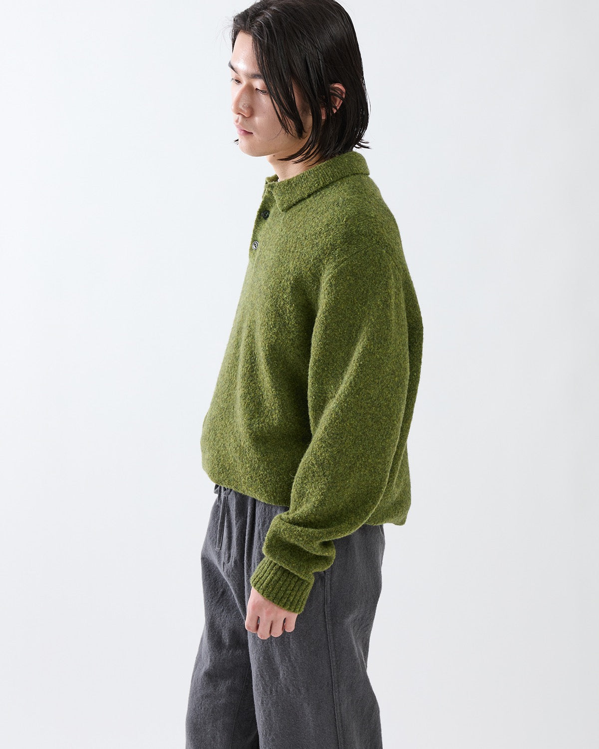 HIKER POLO SWEATER WOOL BOUCLE KNIT