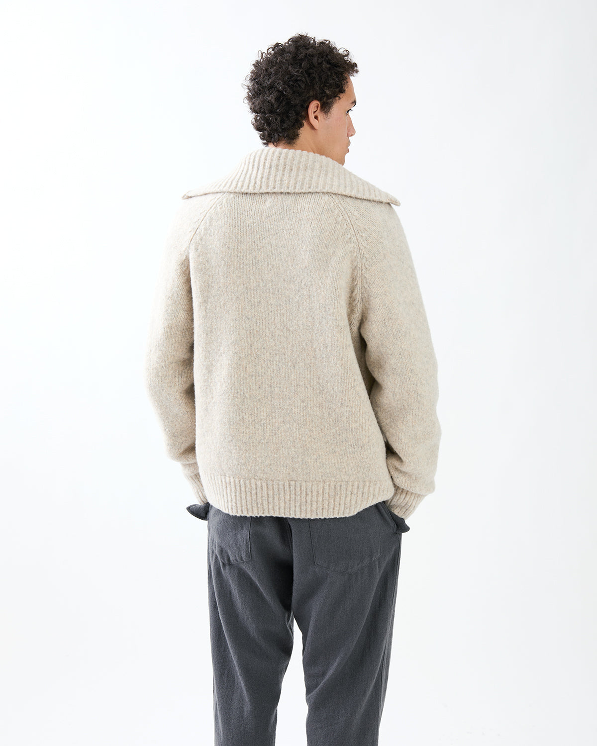 HIKER HIGH NECK ZIP BLOUSON WOOL BOUCLE KNIT