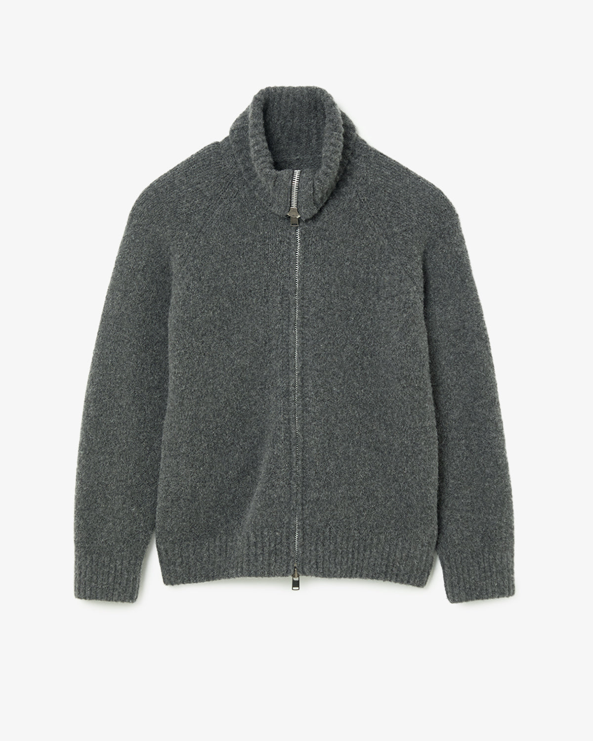 HIKER HIGH NECK ZIP BLOUSON WOOL BOUCLE KNIT