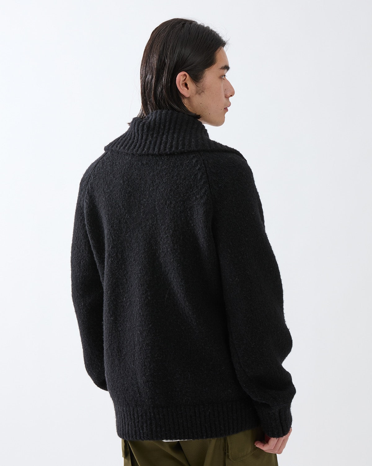 HIKER HIGH NECK ZIP BLOUSON WOOL BOUCLE KNIT