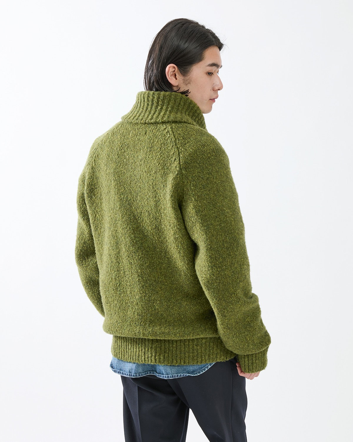 HIKER HIGH NECK ZIP BLOUSON WOOL BOUCLE KNIT