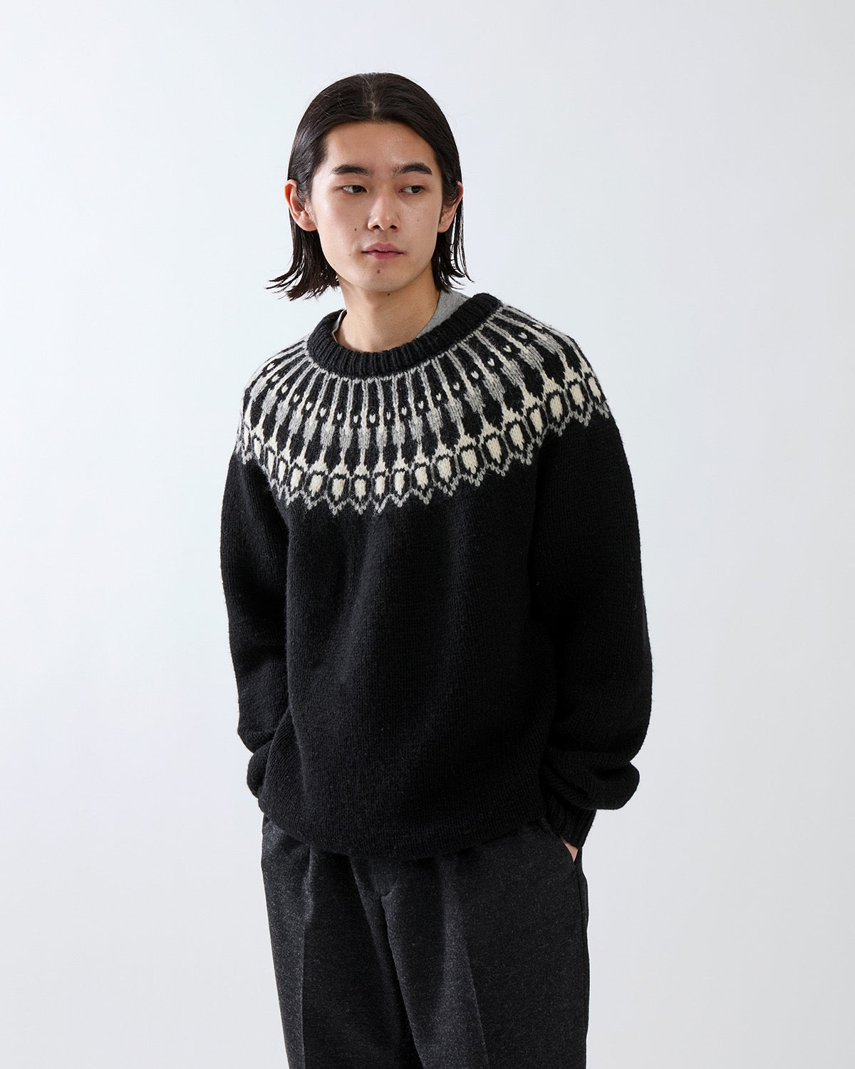 EXPLORER HAND-KNIT CREW SWEATER LINCOLN WOOL YARN