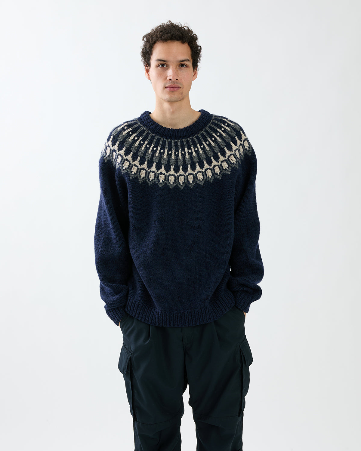 EXPLORER HAND-KNIT CREW SWEATER LINCOLN WOOL YARN