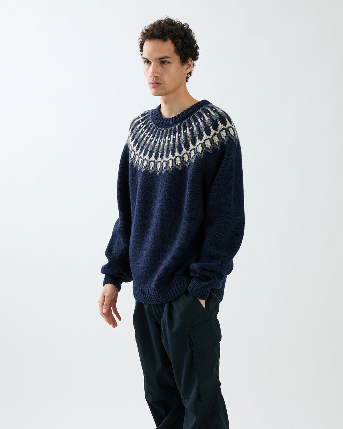EXPLORER HAND-KNIT CREW SWEATER LINCOLN WOOL YARN