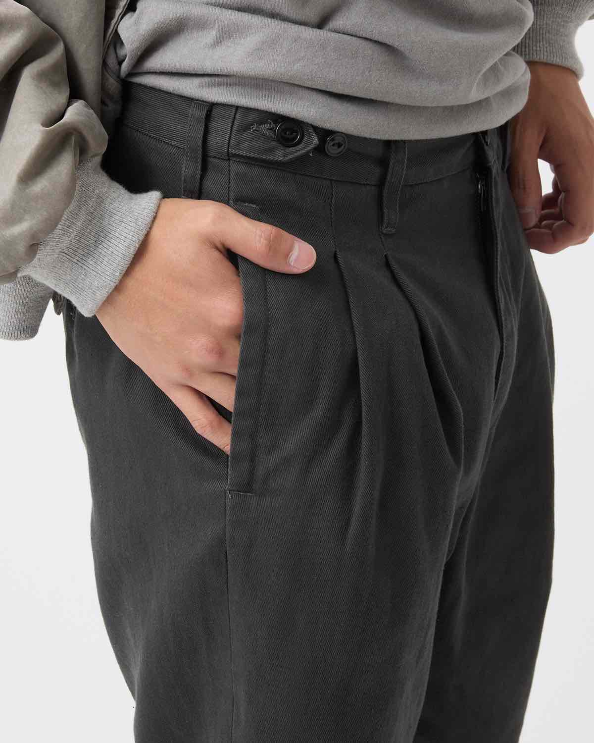 OFFICER CHINO TROUSERS COTTON TWILL PIGMENT DYE