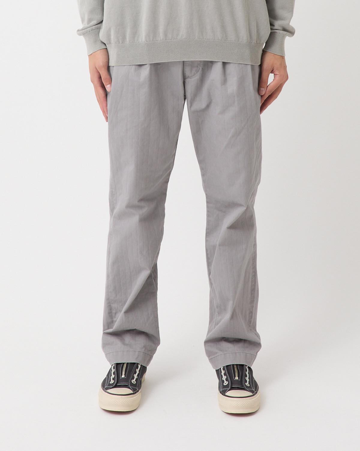 OFFICER CHINO TROUSERS COTTON DOBBY STRIPE PIGMENT DYE