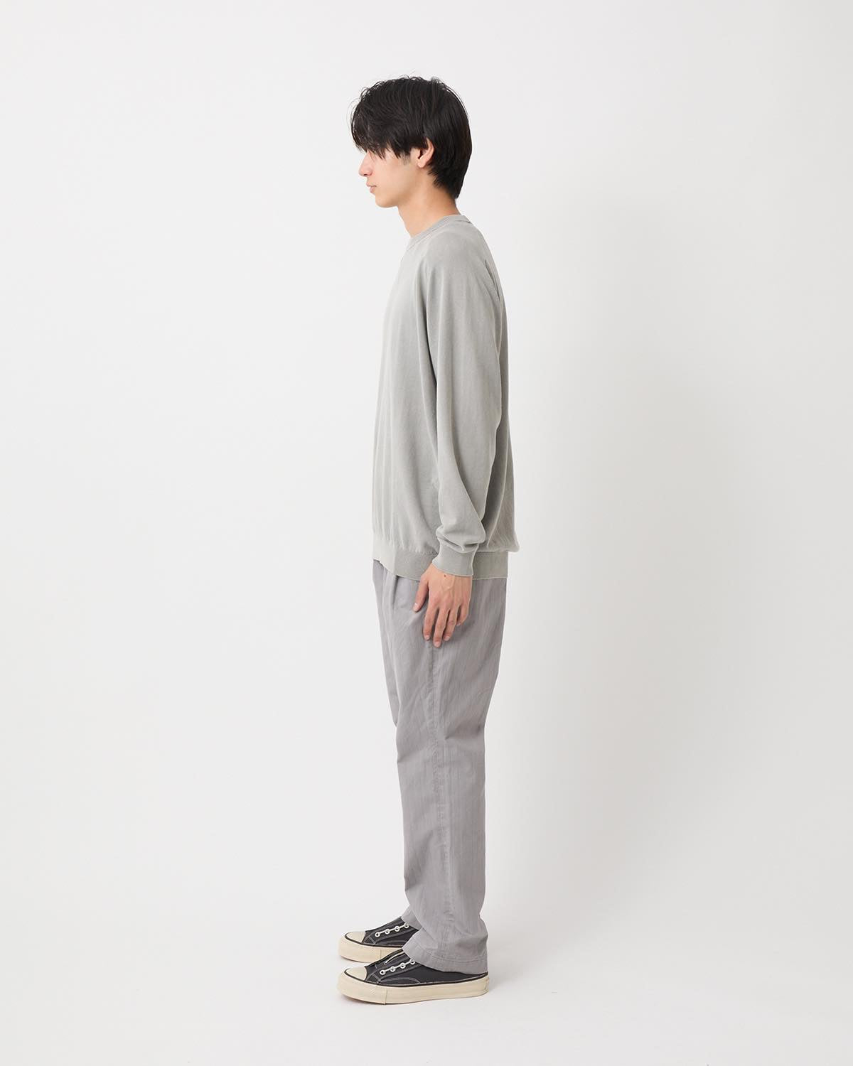 OFFICER CHINO TROUSERS COTTON DOBBY STRIPE PIGMENT DYE