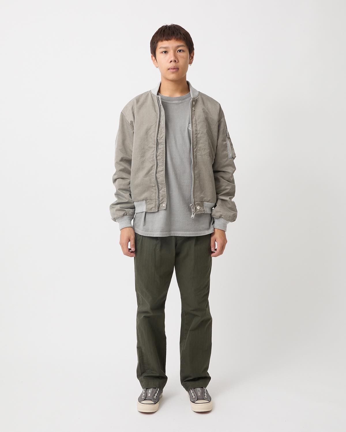 OFFICER CHINO TROUSERS COTTON DOBBY STRIPE PIGMENT DYE