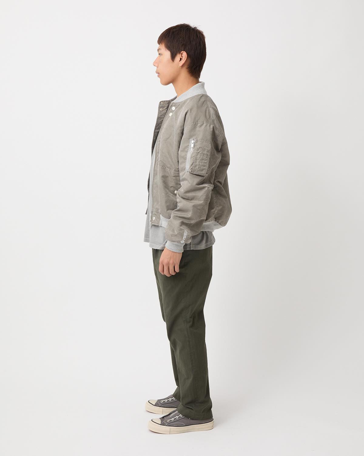 OFFICER CHINO TROUSERS COTTON DOBBY STRIPE PIGMENT DYE