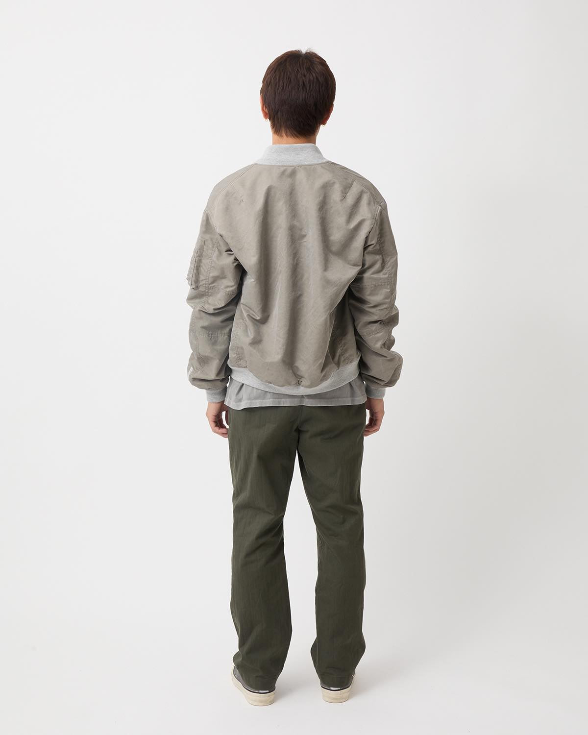 OFFICER CHINO TROUSERS COTTON DOBBY STRIPE PIGMENT DYE