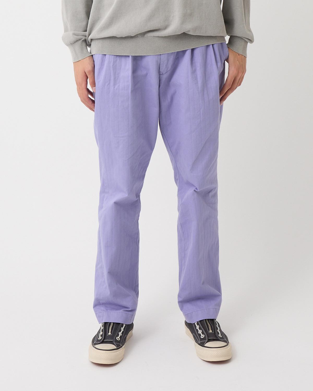 OFFICER CHINO TROUSERS COTTON DOBBY STRIPE PIGMENT DYE