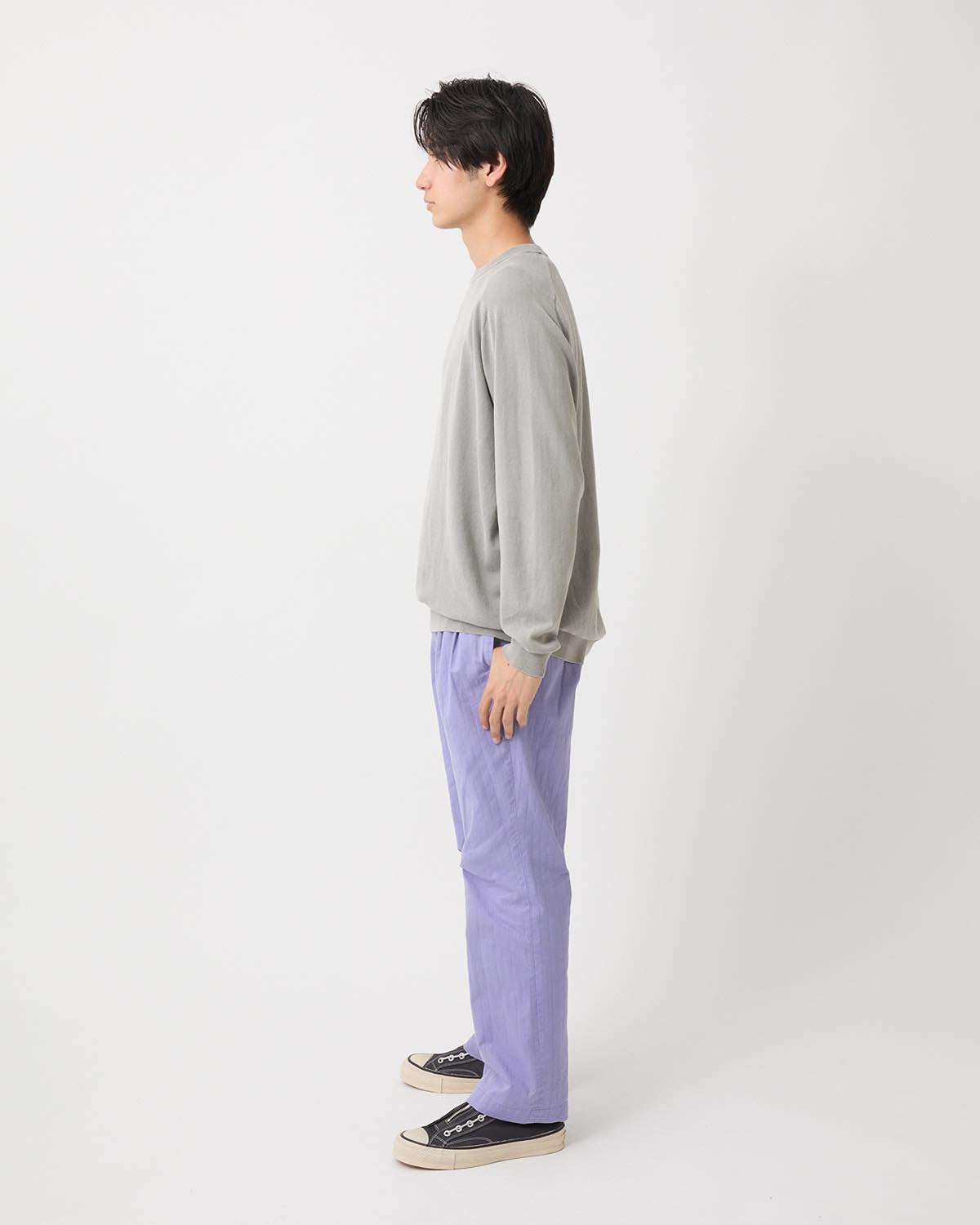 OFFICER CHINO TROUSERS COTTON DOBBY STRIPE PIGMENT DYE