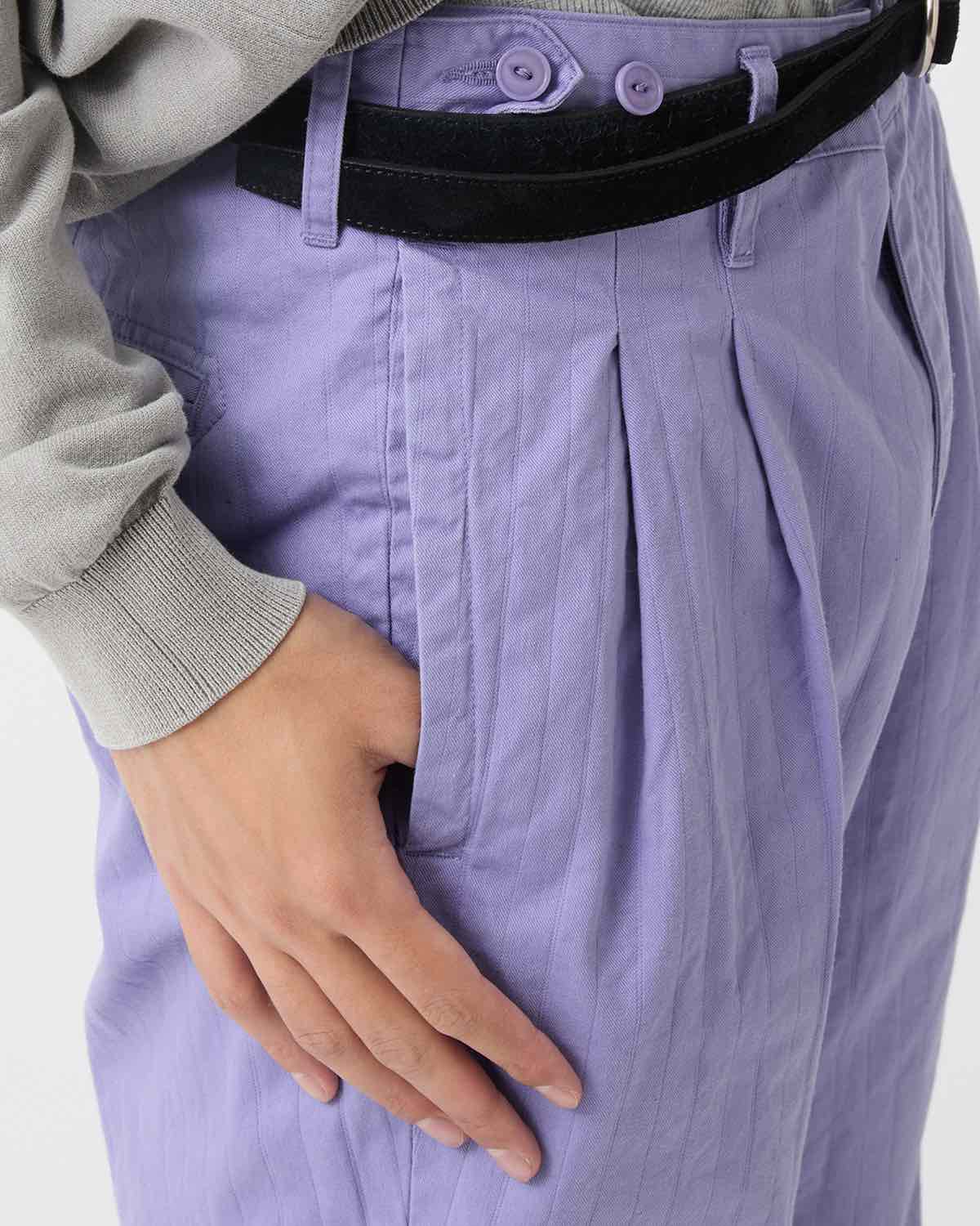 OFFICER CHINO TROUSERS COTTON DOBBY STRIPE PIGMENT DYE