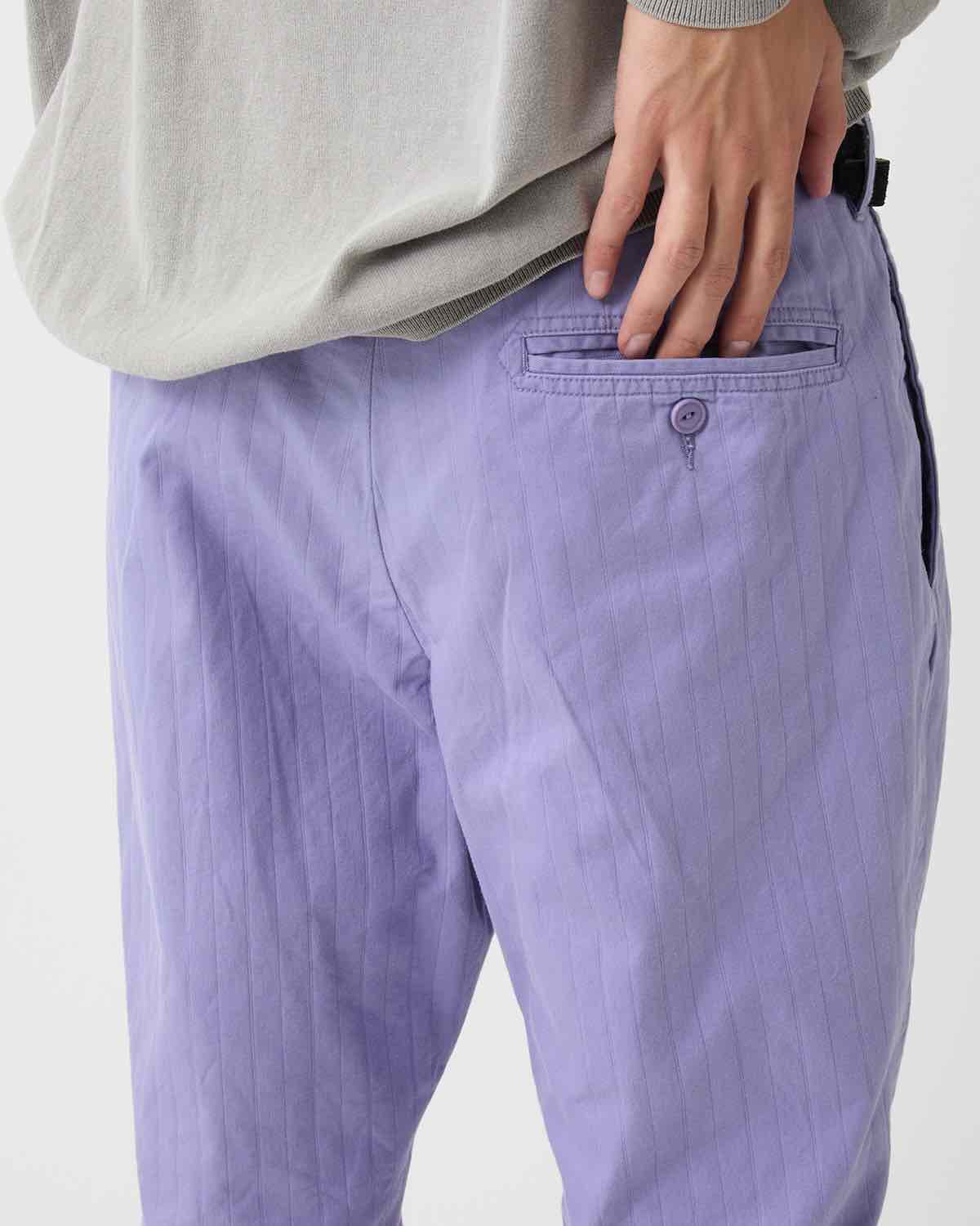 OFFICER CHINO TROUSERS COTTON DOBBY STRIPE PIGMENT DYE