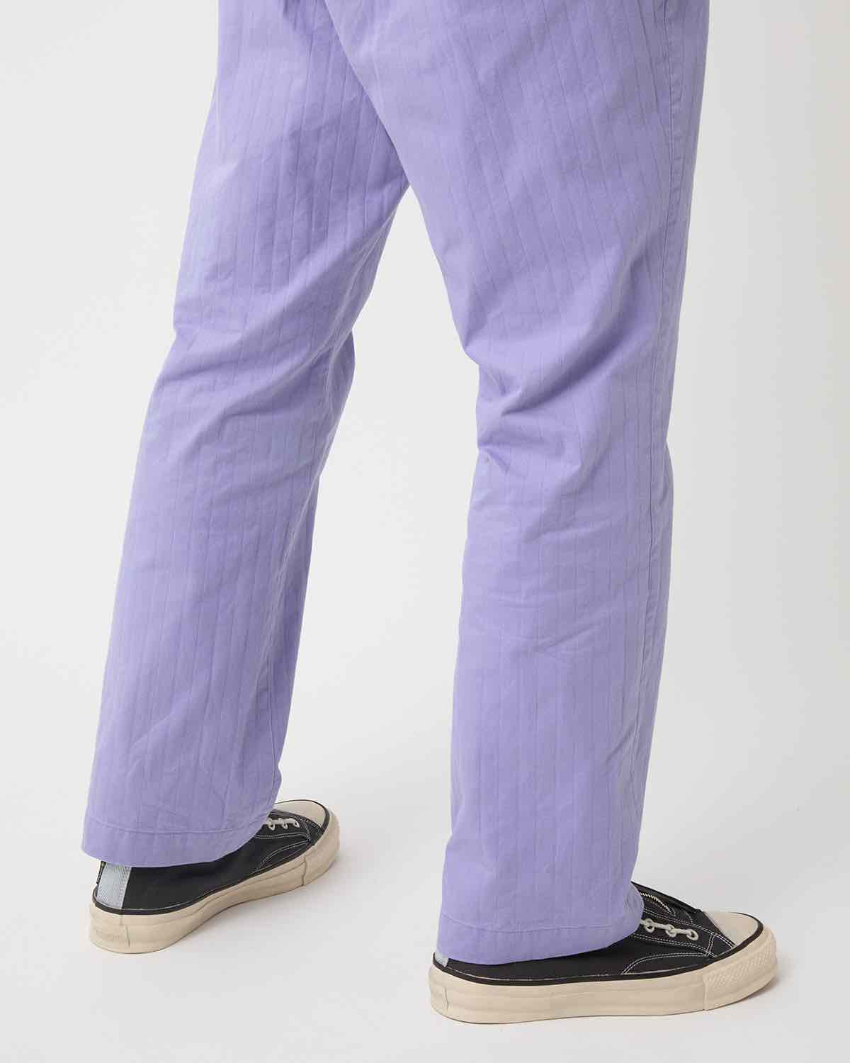 OFFICER CHINO TROUSERS COTTON DOBBY STRIPE PIGMENT DYE