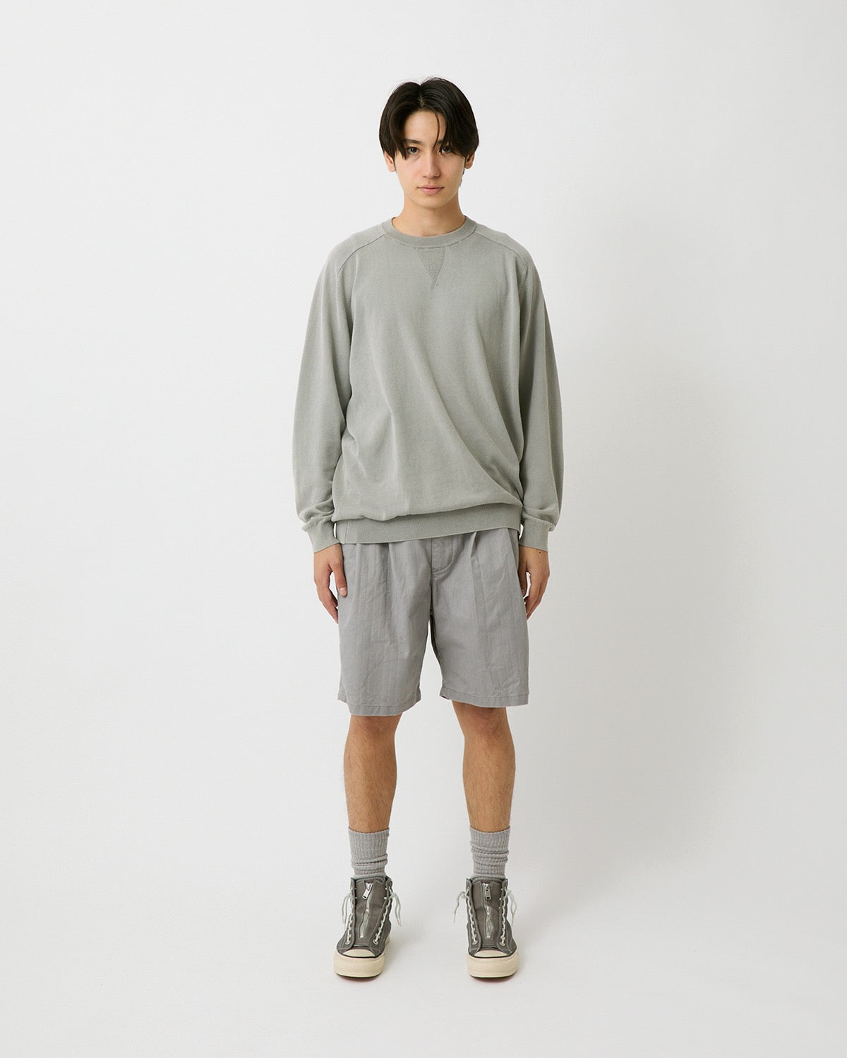 OFFICER CHINO SHORTS COTTON DOBBY STRIPE PIGMENT DYE