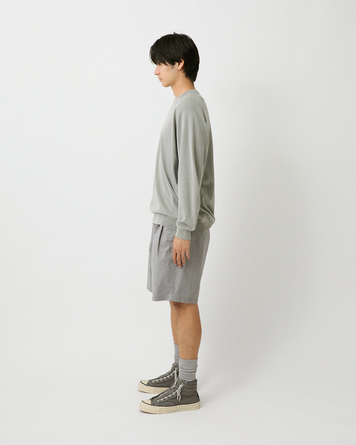 OFFICER CHINO SHORTS COTTON DOBBY STRIPE PIGMENT DYE