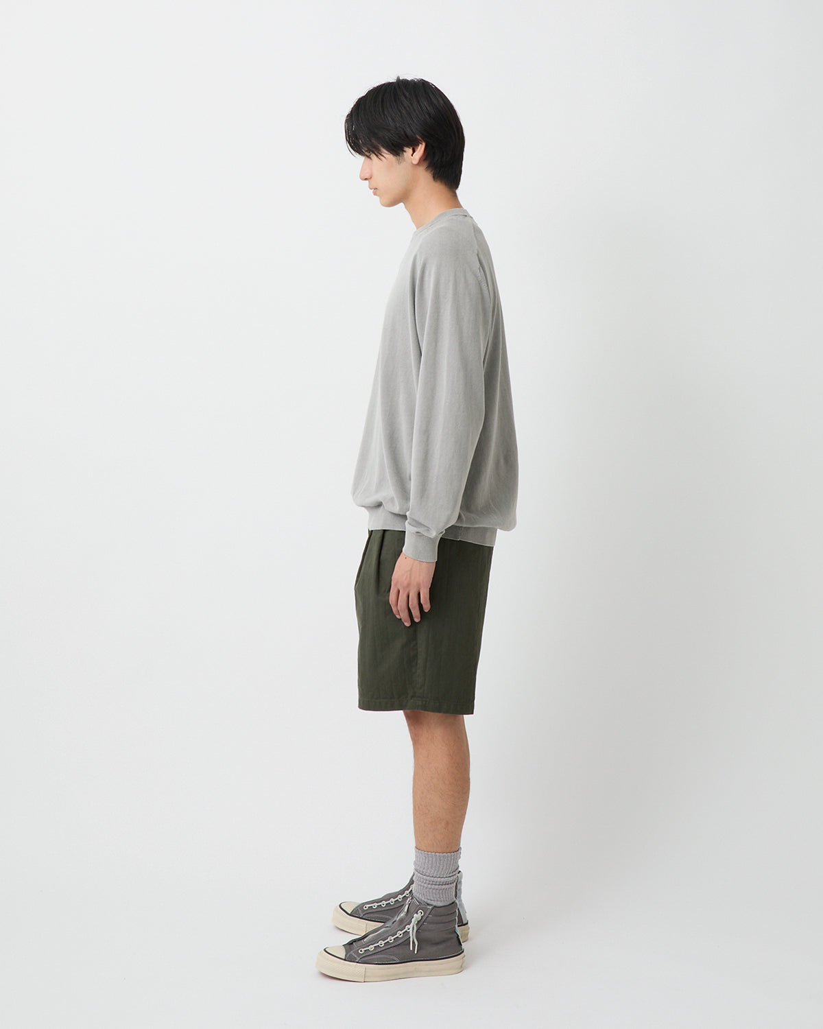 OFFICER CHINO SHORTS COTTON DOBBY STRIPE PIGMENT DYE