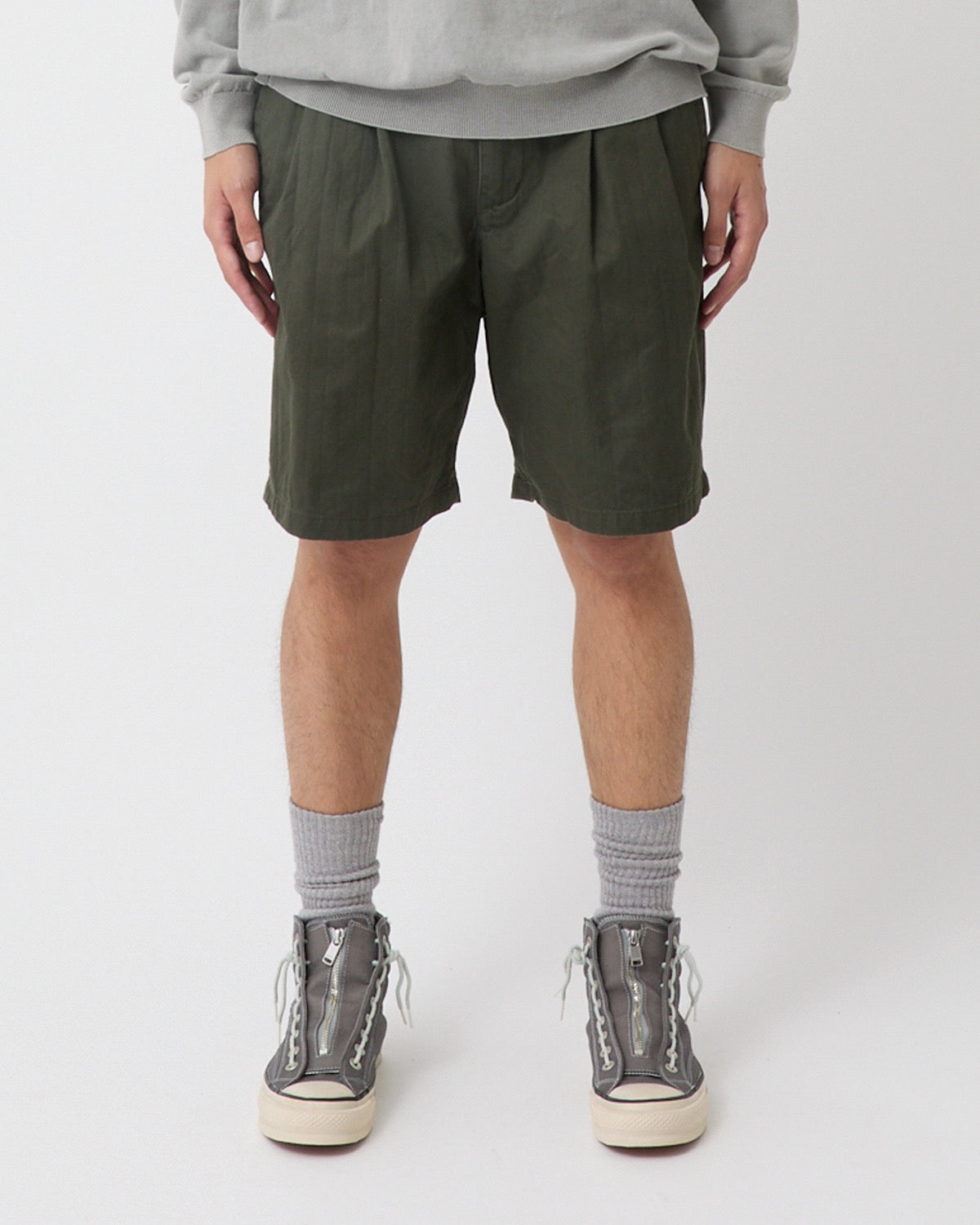 OFFICER CHINO SHORTS COTTON DOBBY STRIPE PIGMENT DYE