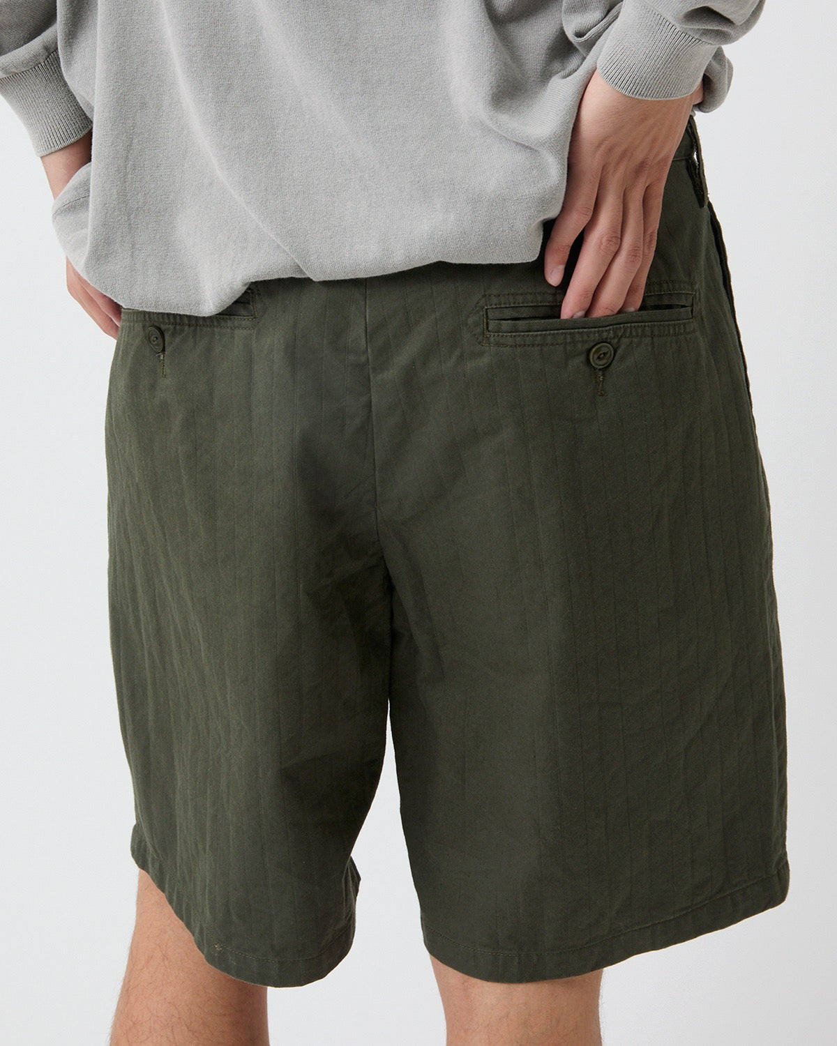 OFFICER CHINO SHORTS COTTON DOBBY STRIPE PIGMENT DYE