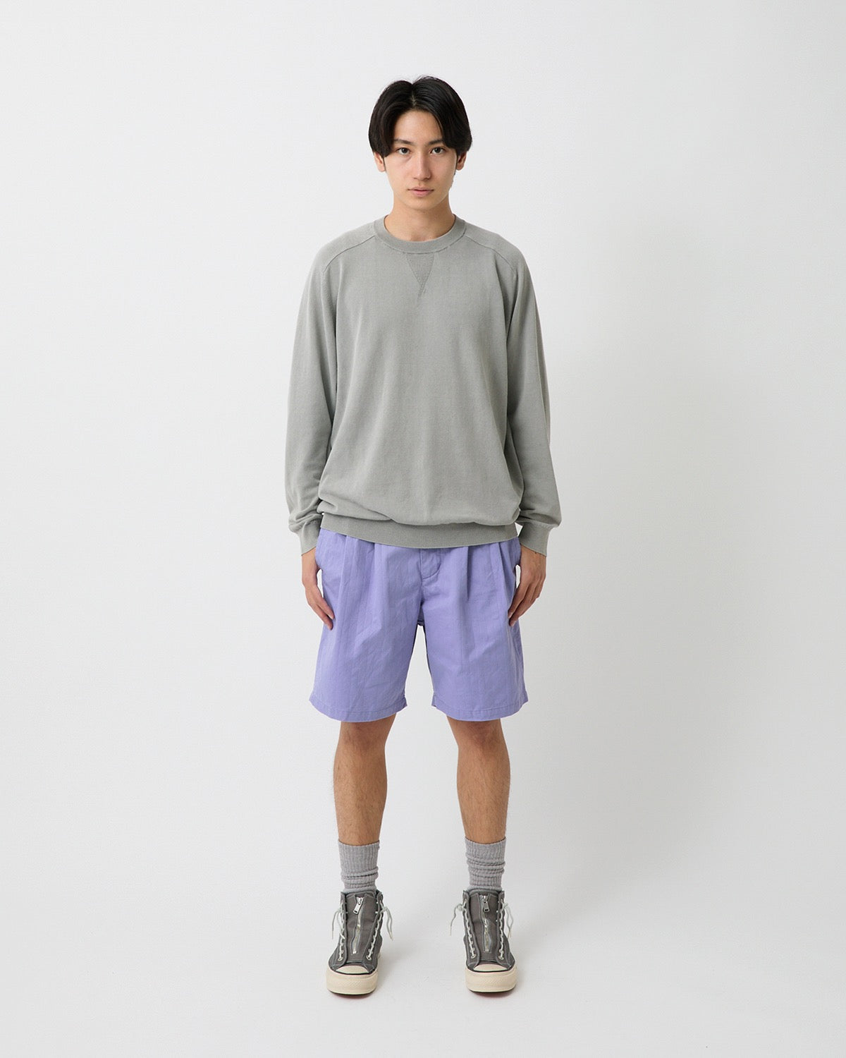 OFFICER CHINO SHORTS COTTON DOBBY STRIPE PIGMENT DYE