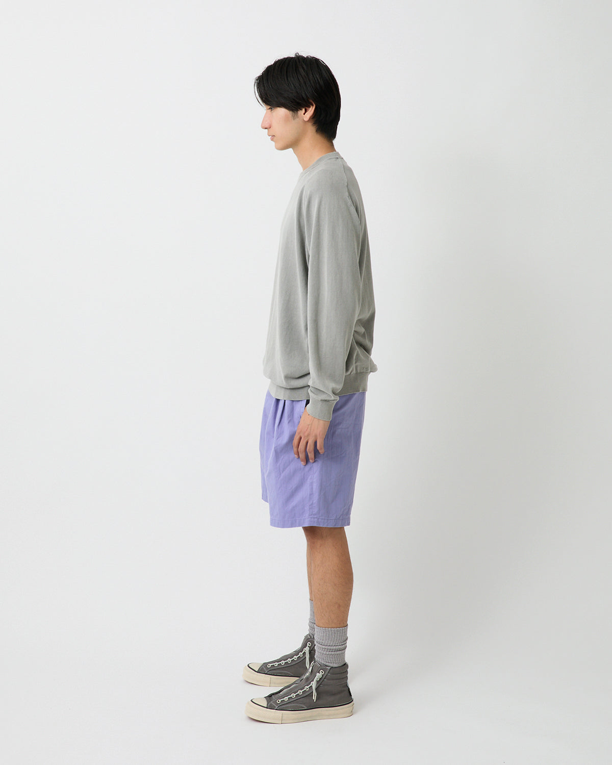 OFFICER CHINO SHORTS COTTON DOBBY STRIPE PIGMENT DYE