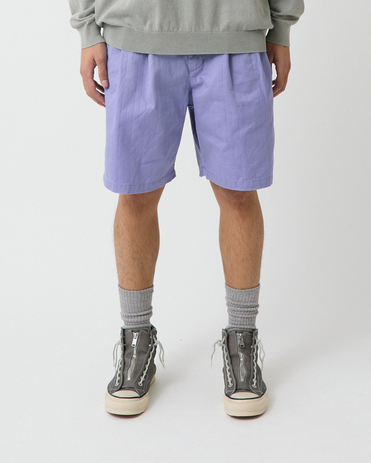 OFFICER CHINO SHORTS COTTON DOBBY STRIPE PIGMENT DYE
