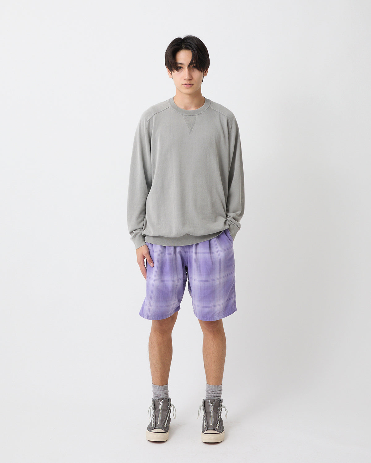 HIKER EASY SHORTS COTTON TWILL OMBRE CHECK by Rafu