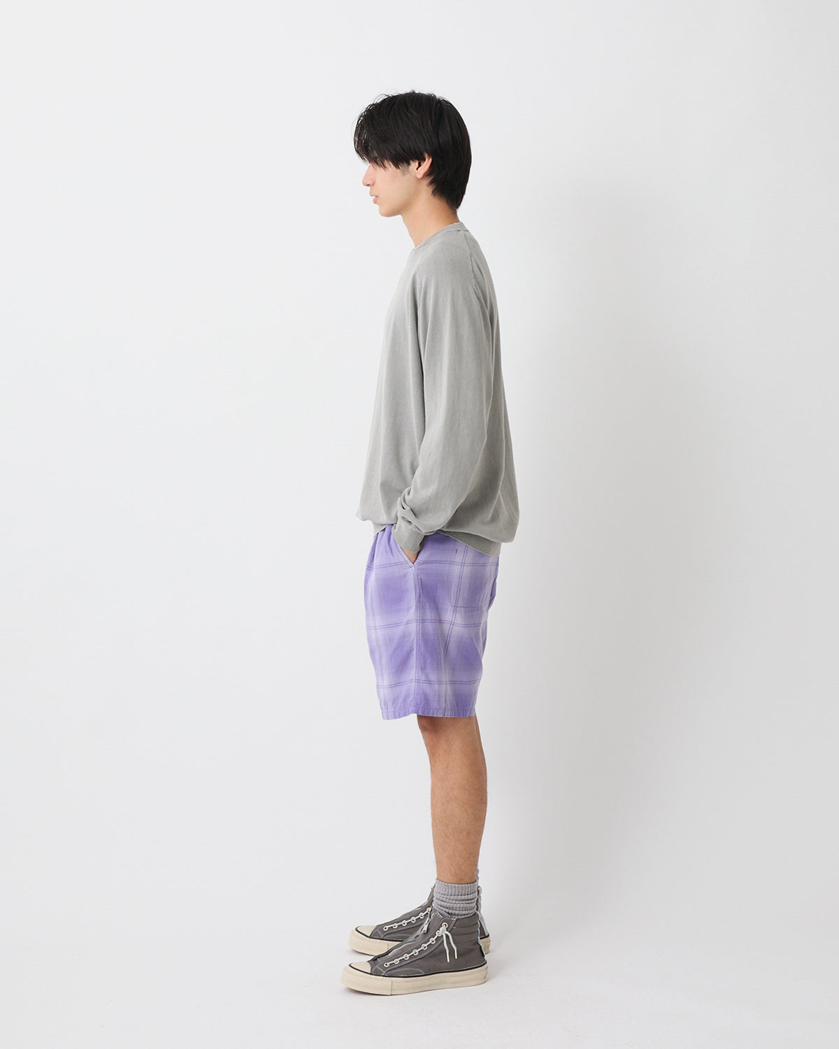 HIKER EASY SHORTS COTTON TWILL OMBRE CHECK by Rafu